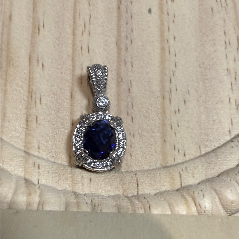 C417 Judith, Ripka Elegant Silver and sapphire and CZ Pendant